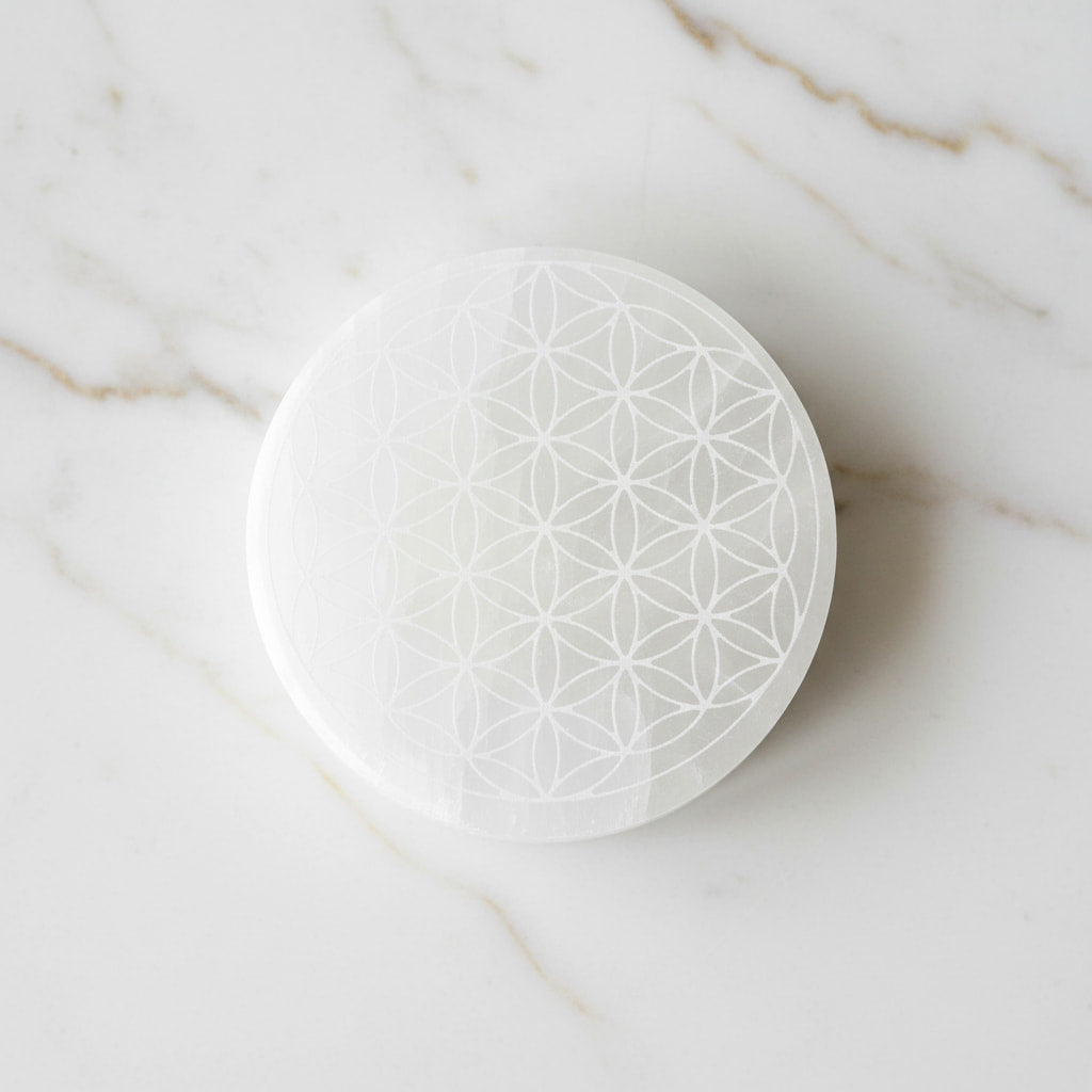 Selenit Scheibe - Blume des Lebens CrystalScents