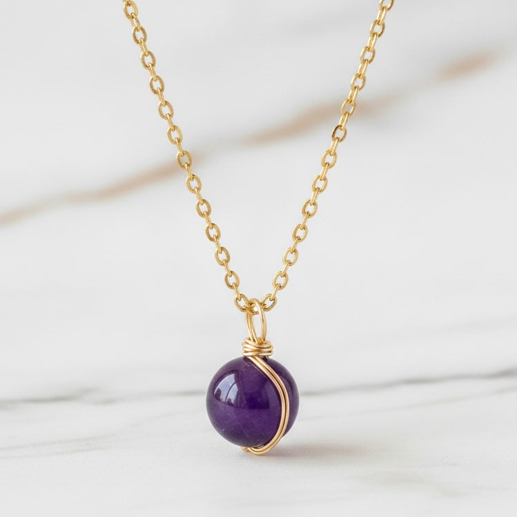 Amethyst Halskette - Violette Kristallkugel CrystalScents