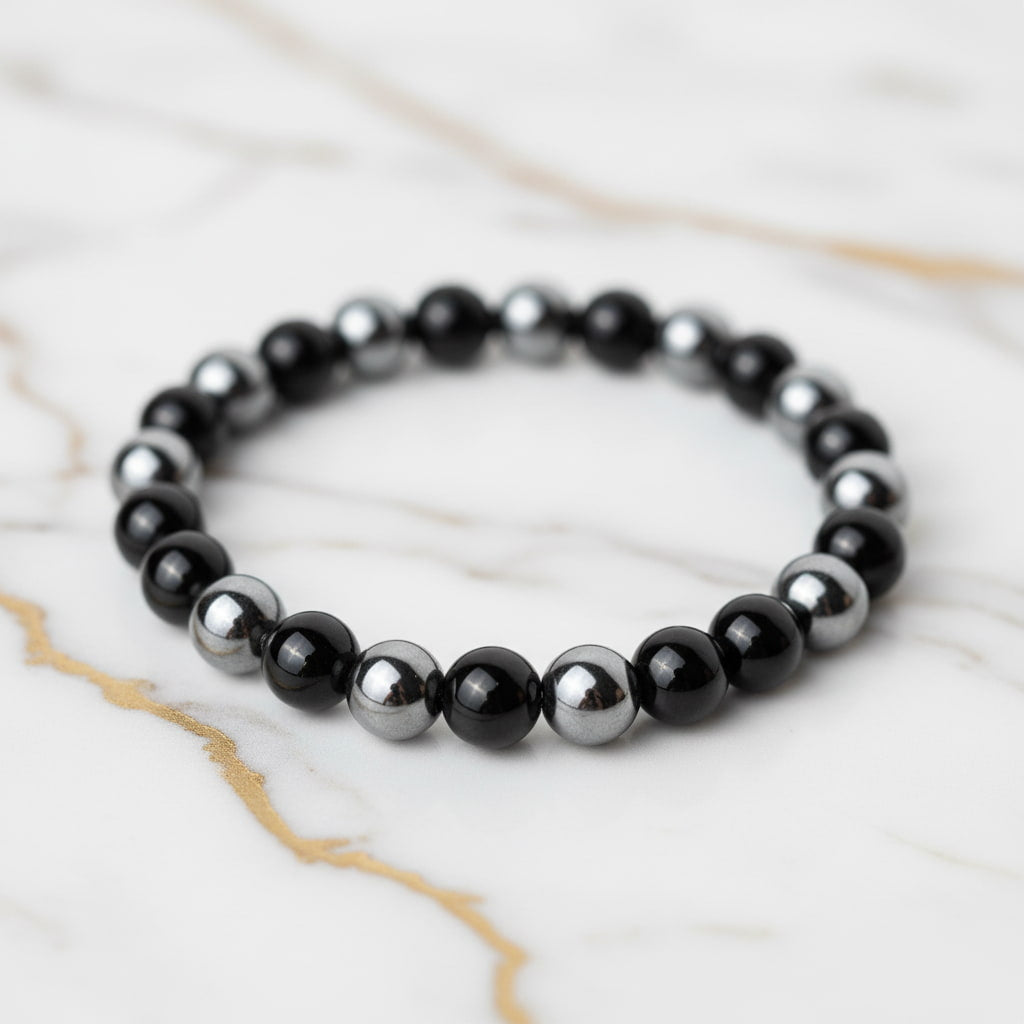 Obsidian Hämatit Kugelarmband – Schutz und Balance in einem CrystalScents