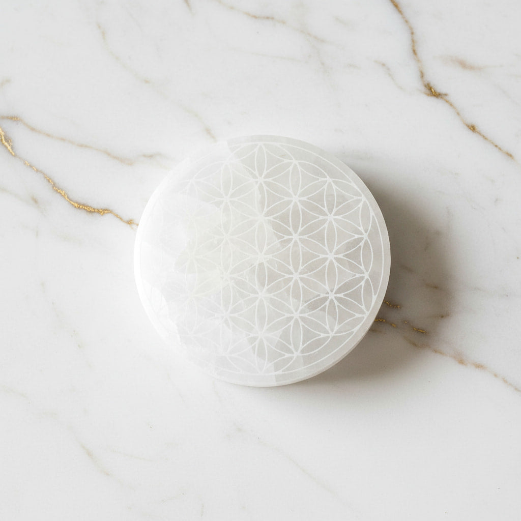 Selenit Scheibe - Blume des Lebens CrystalScents