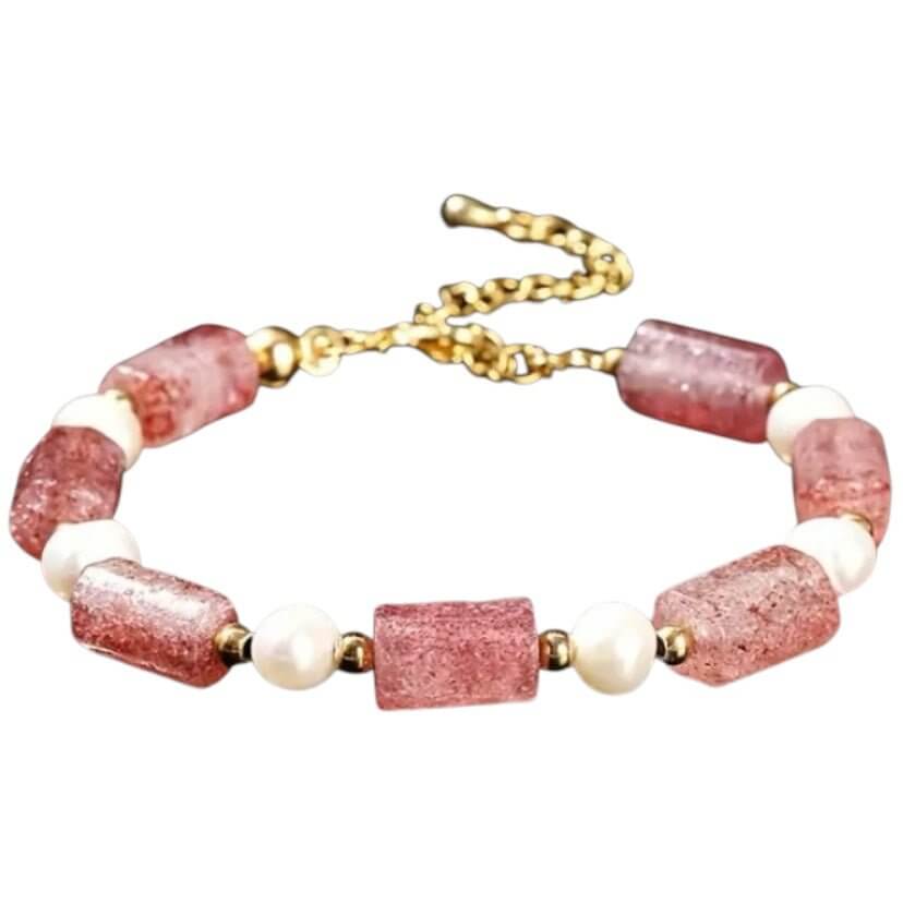 Erdbeerquarz Armband - Perlen & Naturstein CrystalScents