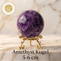 Amethyst Kugel (5-6 cm) inkl. goldenem Aufsteller – Unikat der Natur CrystalScents