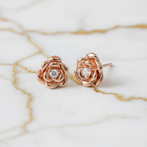Ohrstecker - Roségold mit filigraner Rosenform CrystalScents