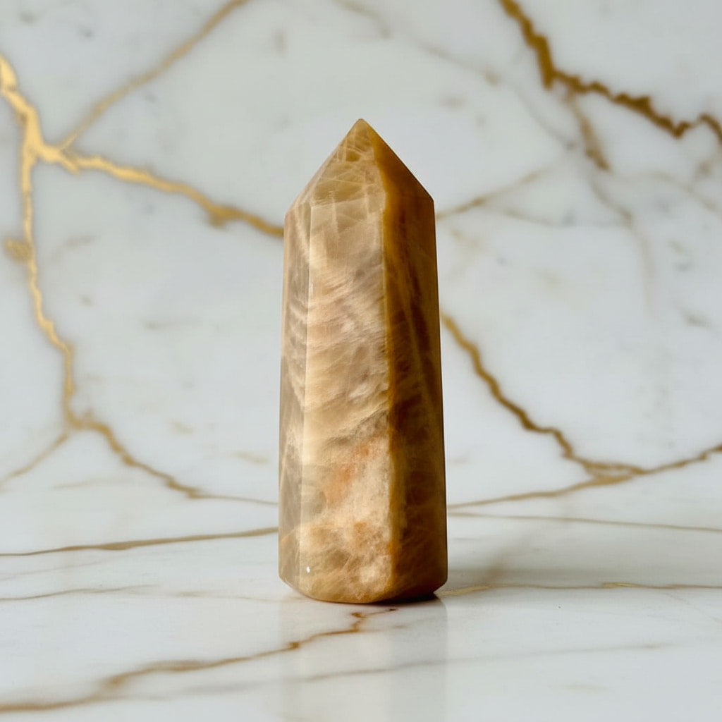 Mondstein Obelisk – Energie & warme Akzente CrystalScents