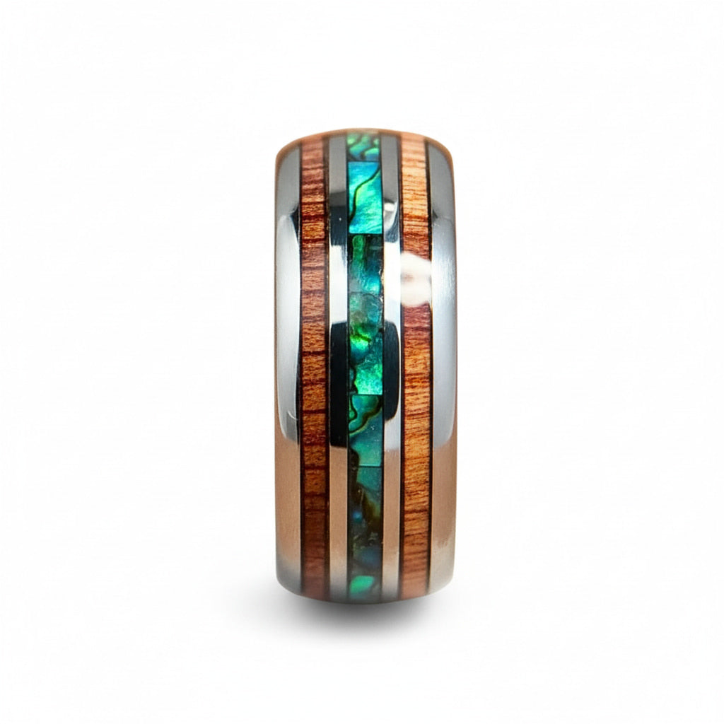 Ring mit Holzmaserung & Blau – mit natürlichen Akzenten CrystalScents