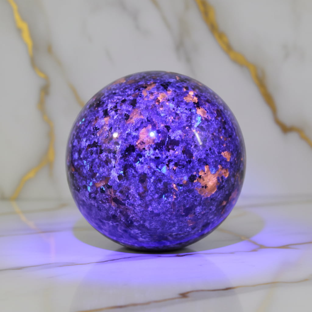 Große Flammenstein Yooperlite Kugel – 2 Kilo Naturstück CrystalScents