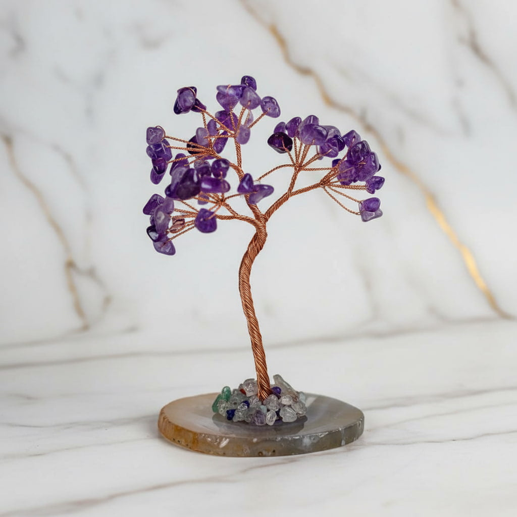 Amethyst Baum auf Achatscheibe – Harmonie & Eleganz CrystalScents