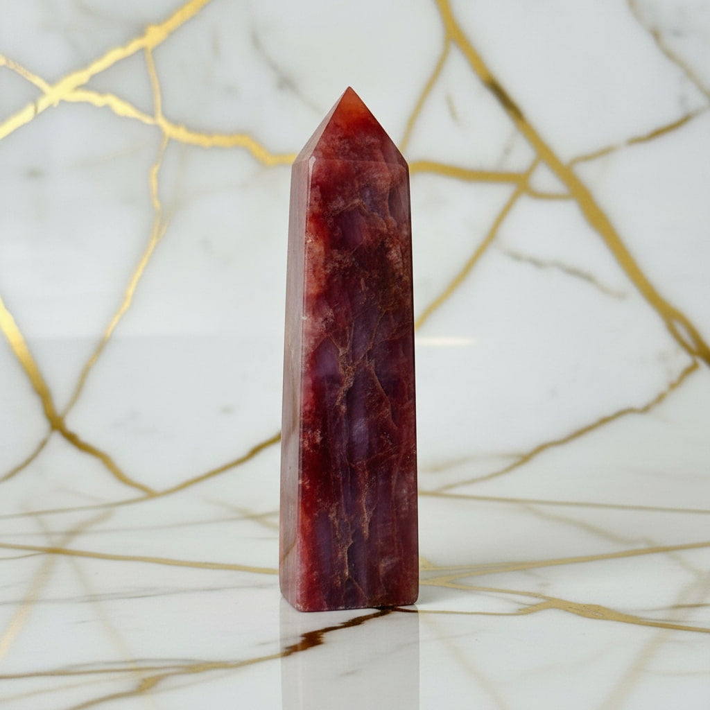 Roter Mondstein Obelisk – Magisches Leuchten CrystalScents
