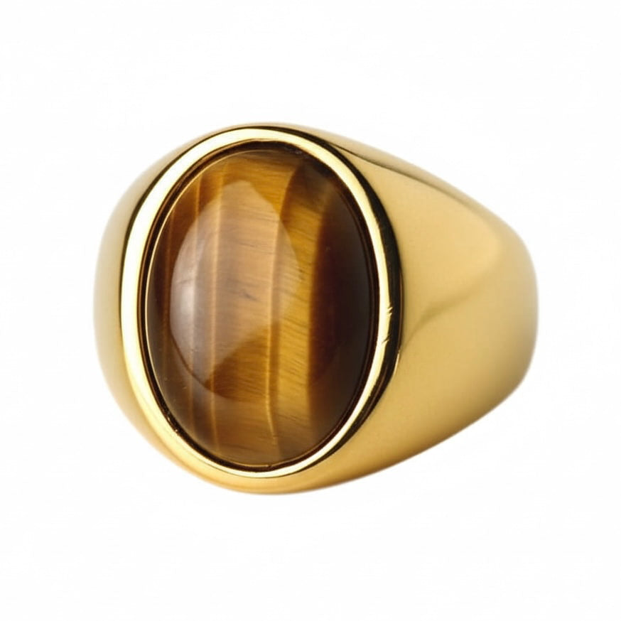 Tigerauge goldener Ring in Oval CrystalScents