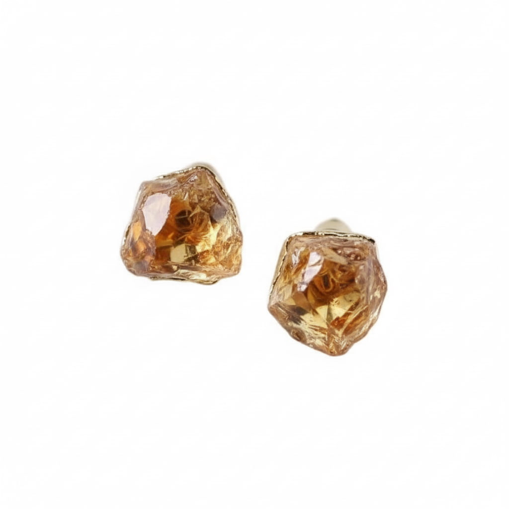Citrin Ohrstecker Rohstein Gold Edelstein Schmuck CrystalScents