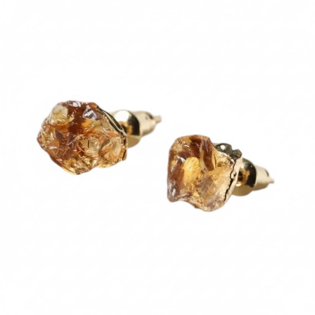 Citrin Ohrstecker Rohstein Gold Edelstein Schmuck CrystalScents