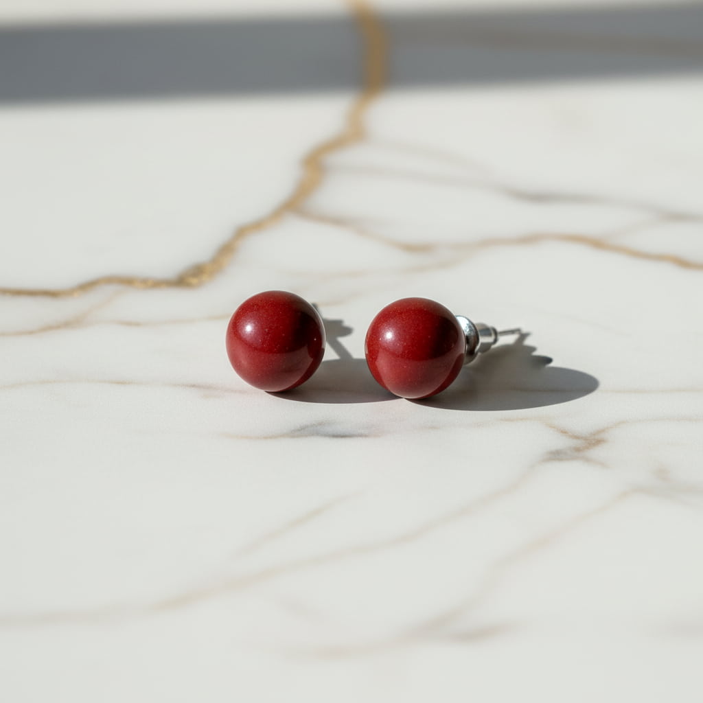 Roter Jaspis Ohrstecker – mit Jaspis-Kugel CrystalScents