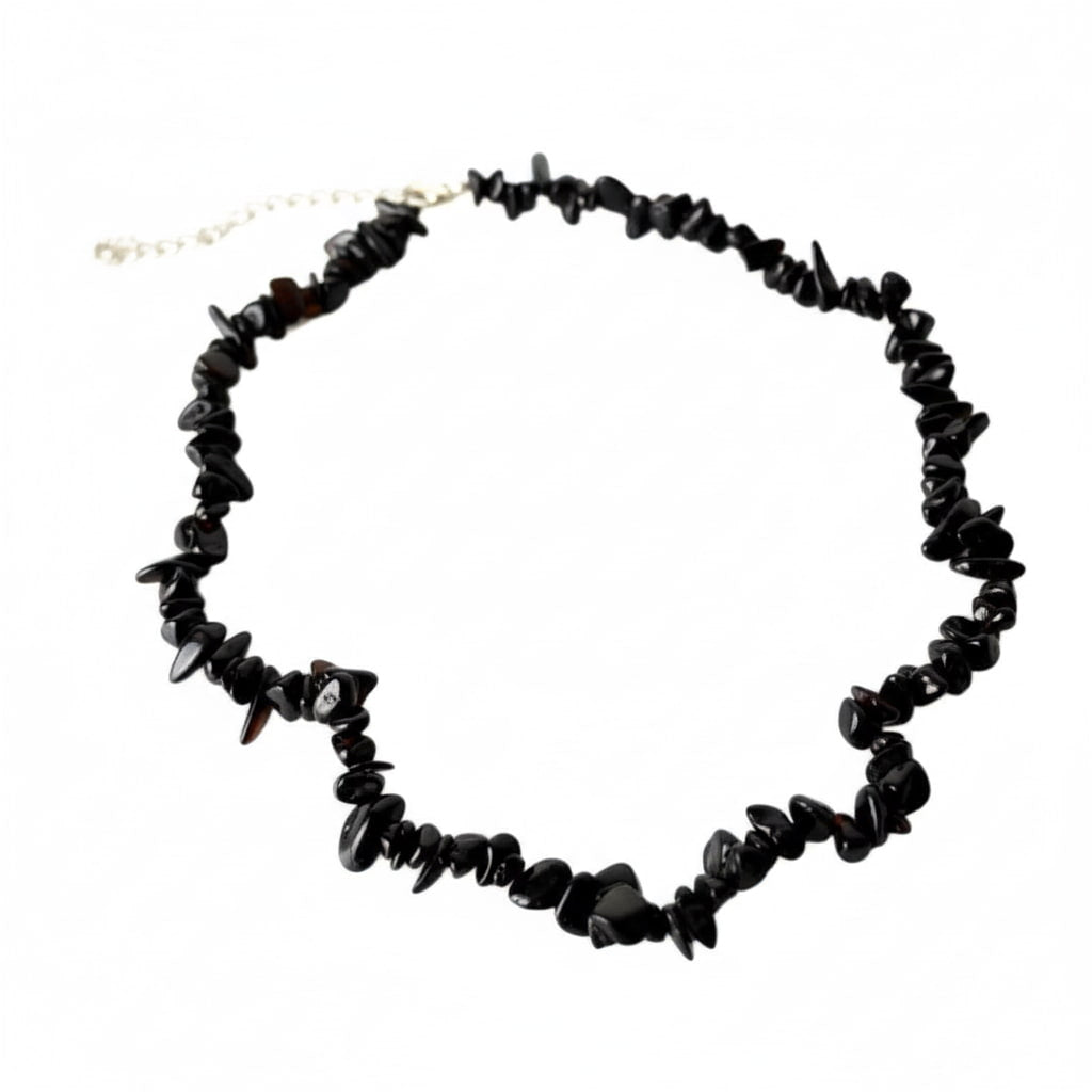 Achat Splitterhalskette – Schwarze Natursteinsplitter CrystalScents
