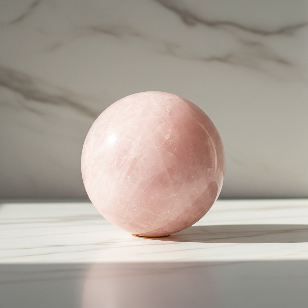 Rosenquarz Kugel – Freude & Schönheit CrystalScents