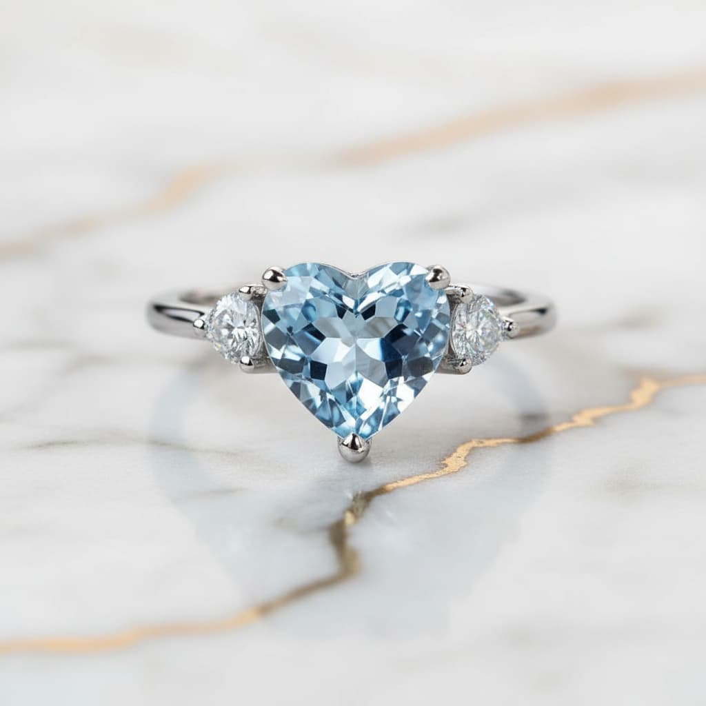 Topas Ring - Himmelblaues Herz CrystalScents