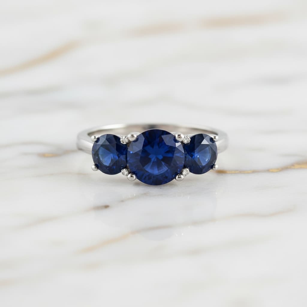 Saphir Ring - Drei tiefblaue Edelsteine CrystalScents