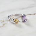 Amethyst Citrin - Vereint in offenem Ring CrystalScents