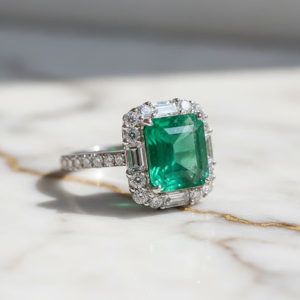 Smaragd Ring - Umrahmt in 925 echt Silber CrystalScents