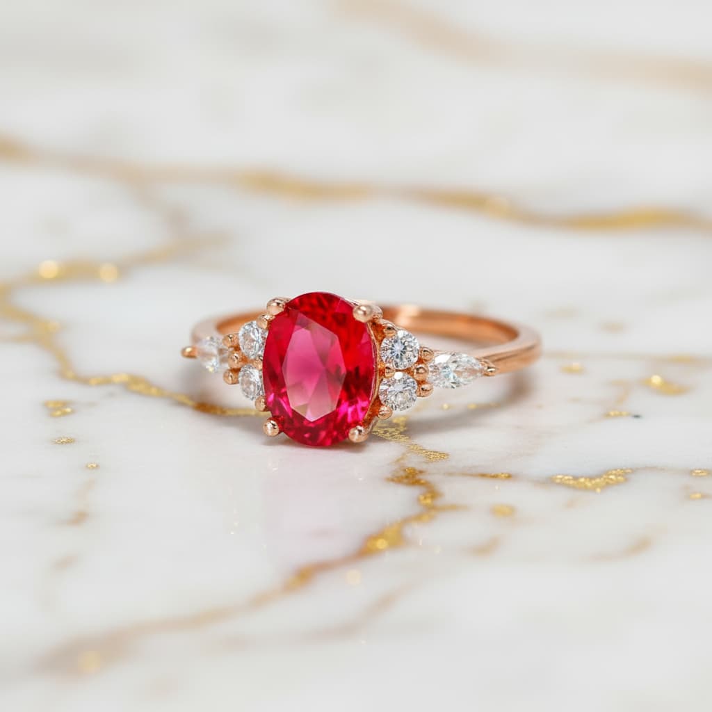 Rubin Ring – Roségoldener Blickfang CrystalScents