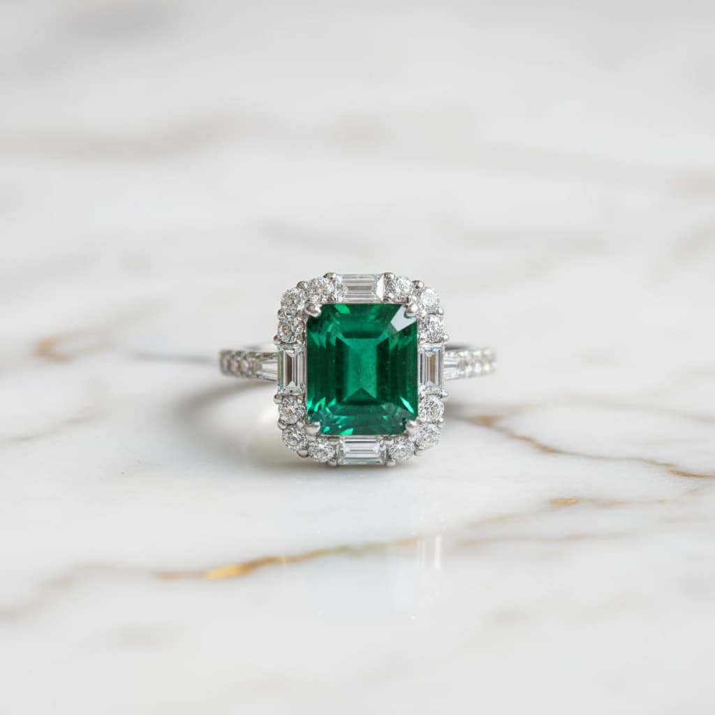Smaragd Ring - Umrahmt in 925 echt Silber CrystalScents