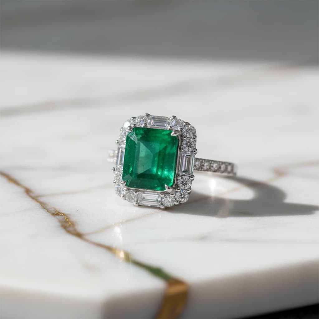 Smaragd Ring - Umrahmt in 925 echt Silber CrystalScents