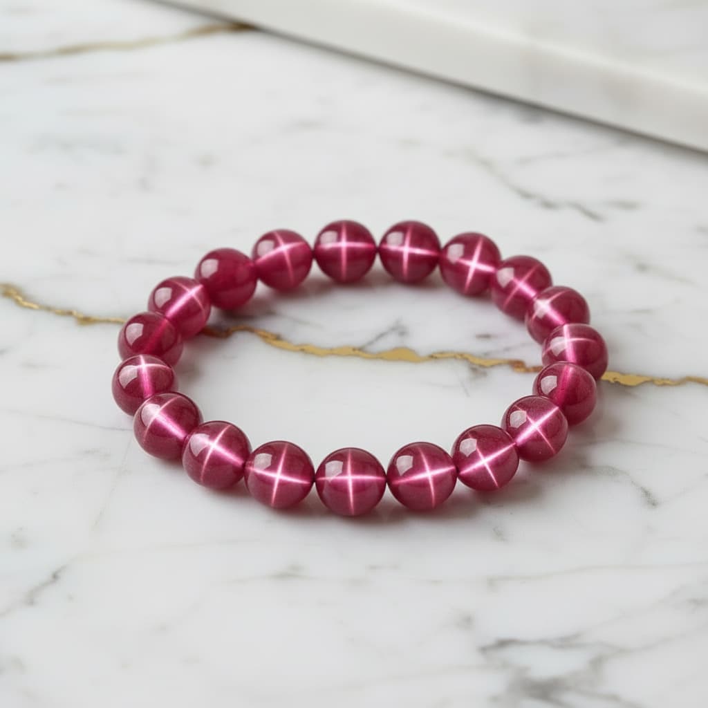 Star Rubin Kugelarmband - Leuchtender Stern-Effekt CrystalScents
