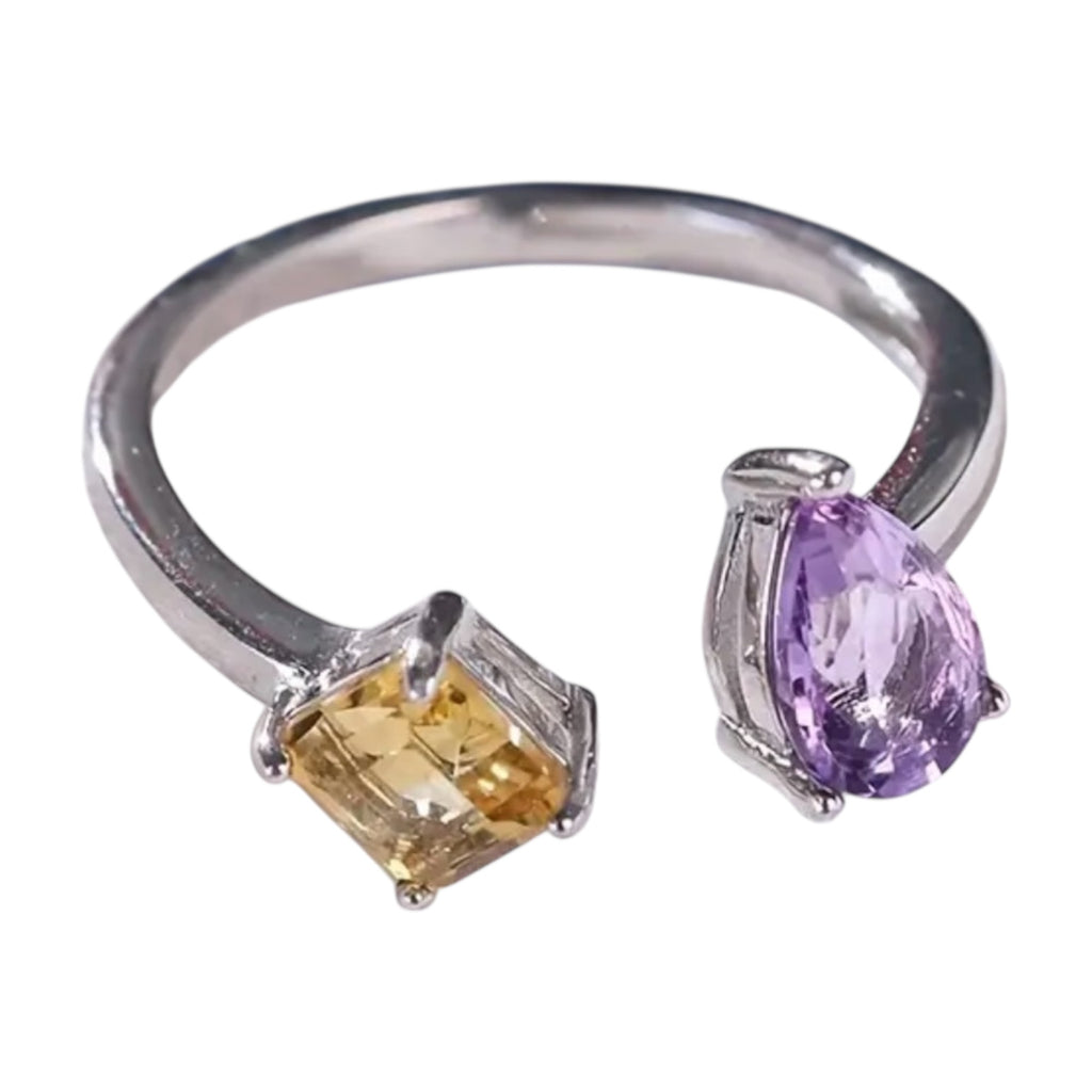 Amethyst Citrin - Vereint in offenem Ring CrystalScents