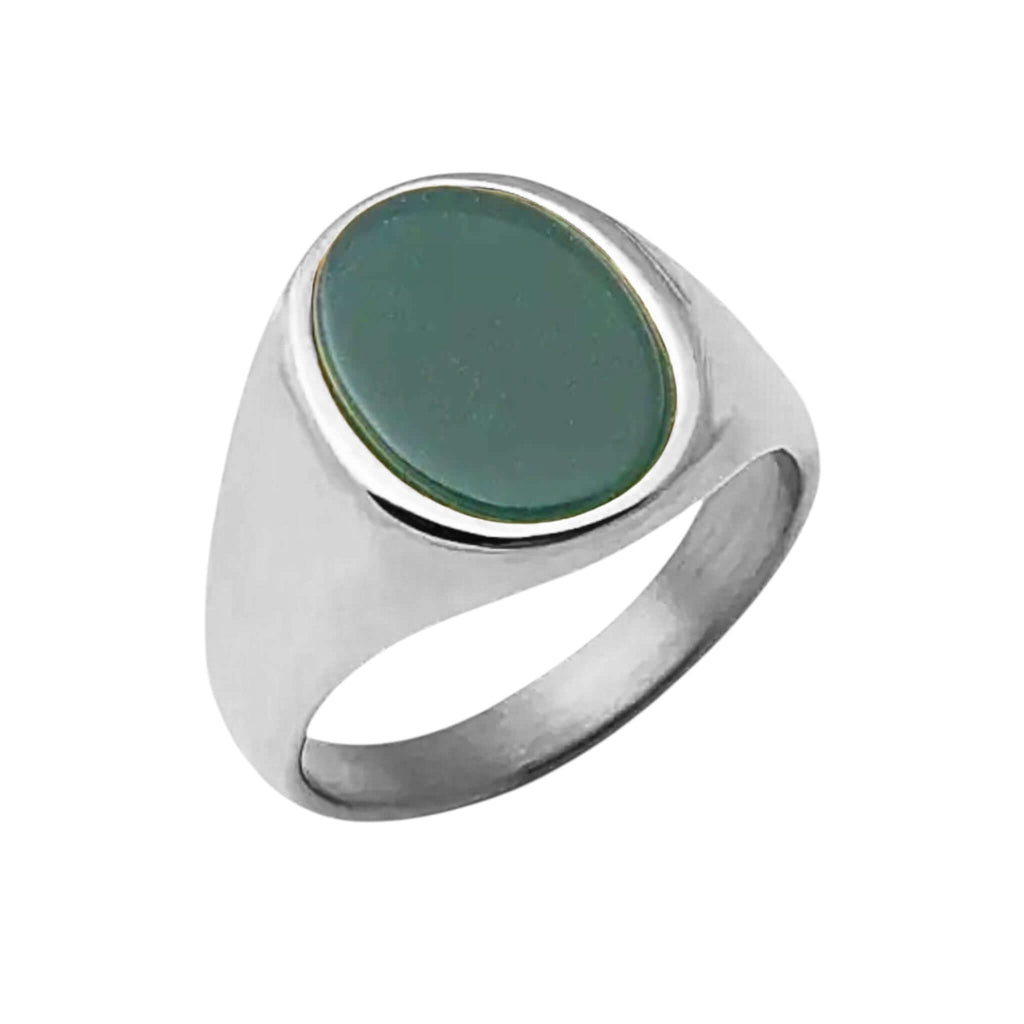 Onyx Ring Silber - grüner ovaler Kristall CrystalScents