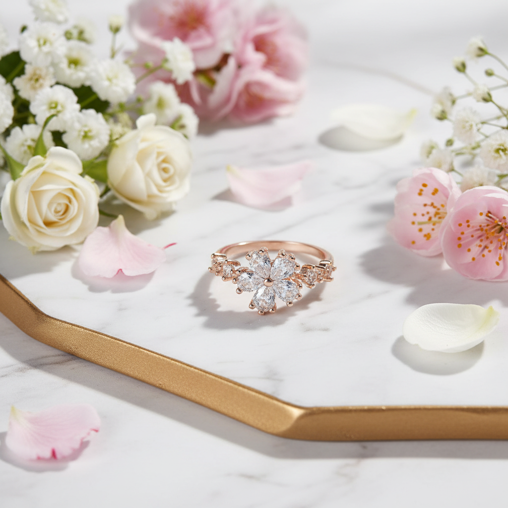 Blüten-Ring mit eleganten Blumen