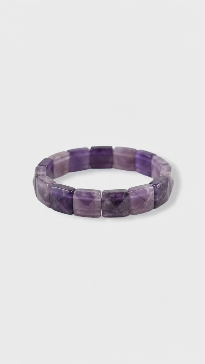 Amethyst Armband – quadratische Steine, innere Ruhe & Geschenk CrystalScents