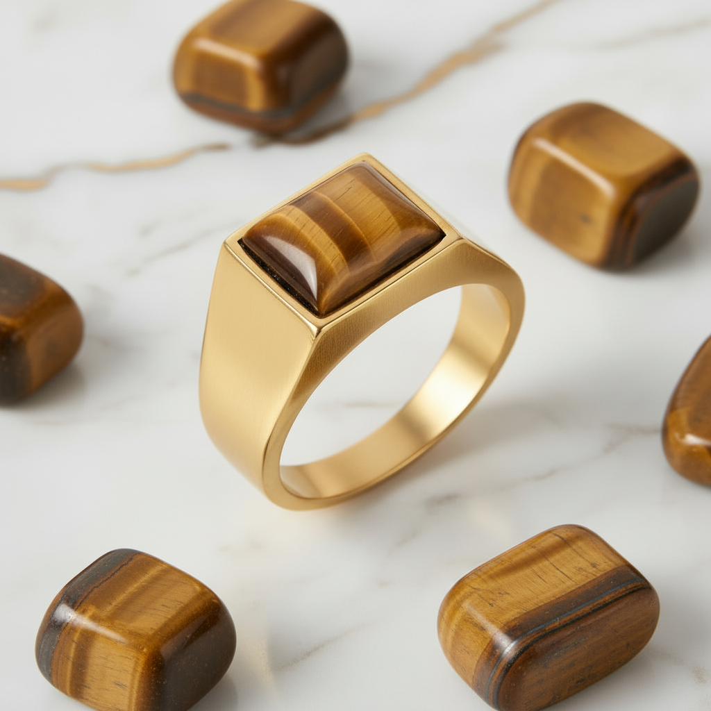 Ring mit Tigerauge-Trommelsteinen 5