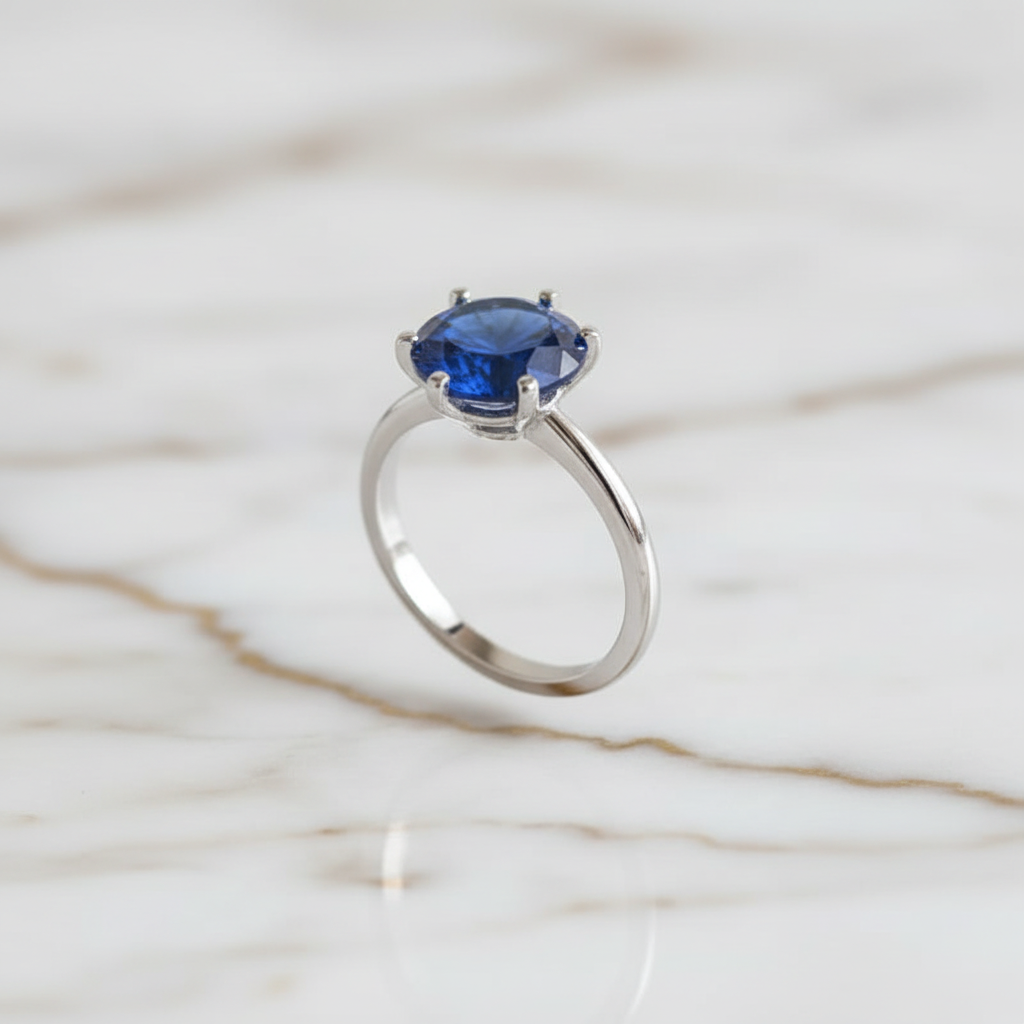 Saphir-Ring schwebend 3